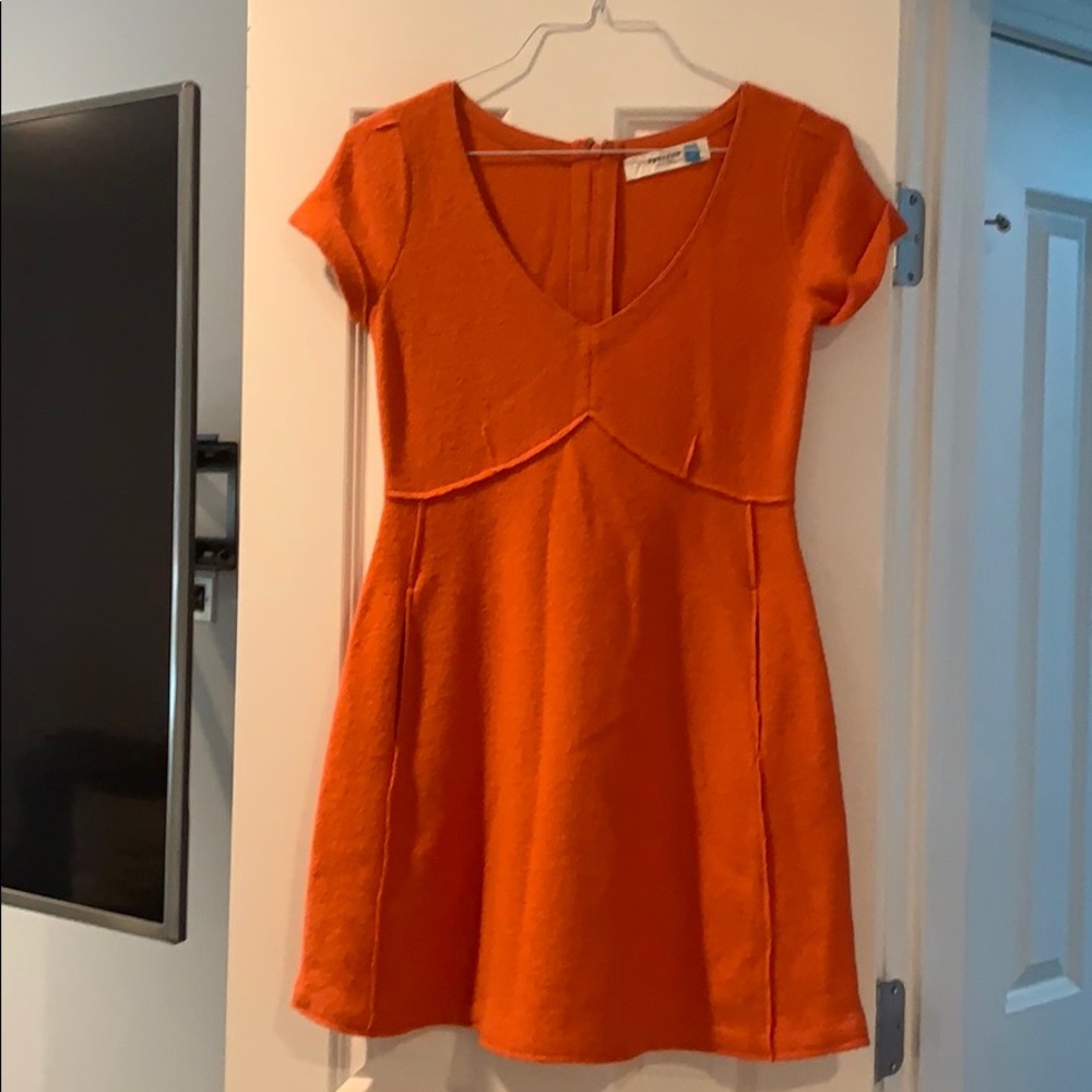 Orange boiled wool dress from Anthro
